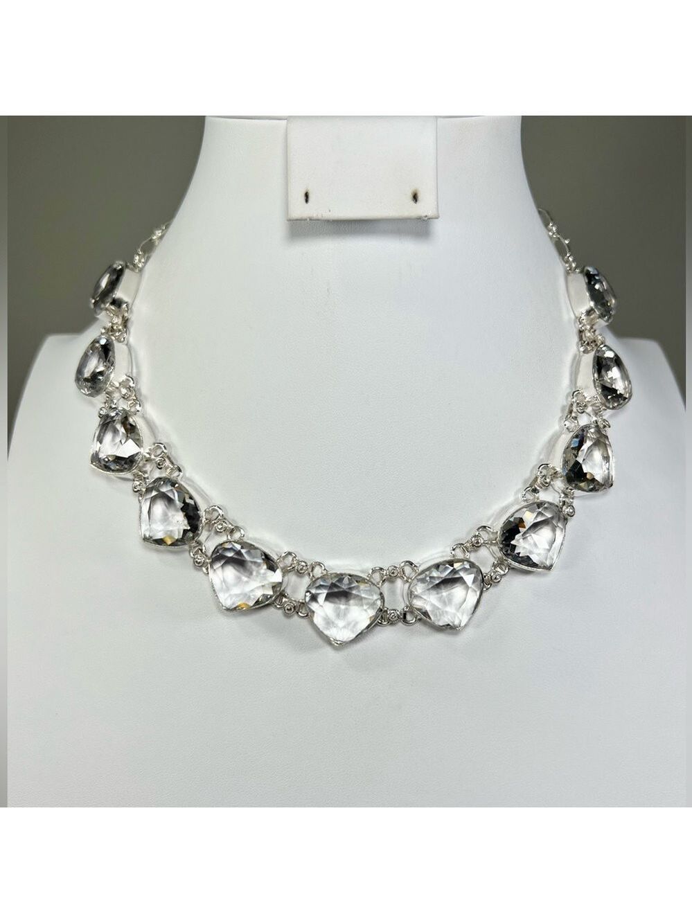 Faceted White Topaz 925 Large Necklace